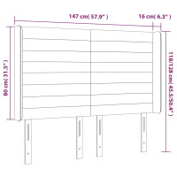 Produktbild för Sänggavel med kanter mörkgrå 147x16x118/128 cm tyg