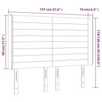Produktbild för Sänggavel med kanter taupe 147x16x118/128 cm tyg