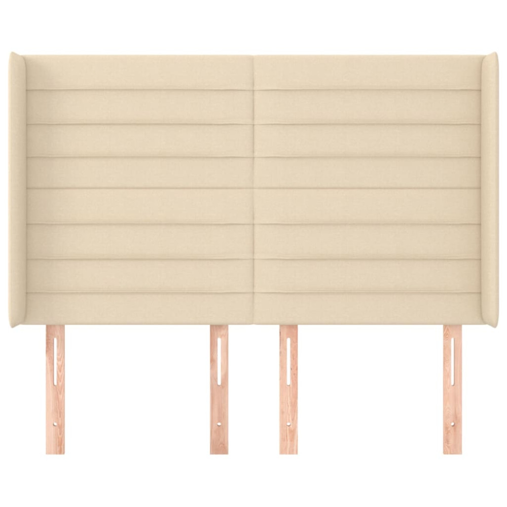 Produktbild för Sänggavel med kanter gräddvit 147x16x118/128 cm tyg
