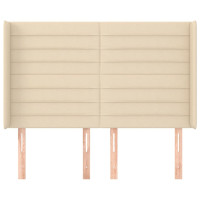 Produktbild för Sänggavel med kanter gräddvit 147x16x118/128 cm tyg