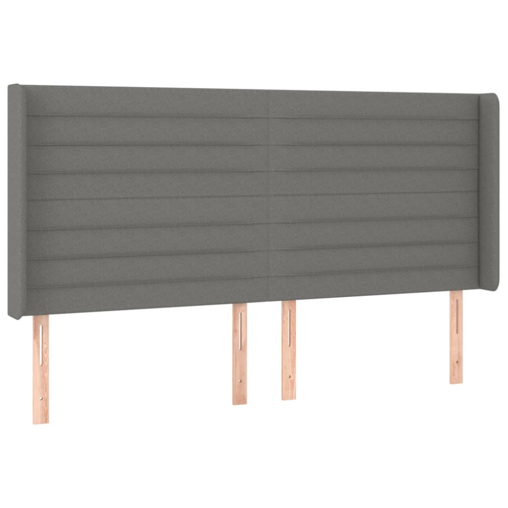 Produktbild för Sänggavel med kanter mörkgrå 163x16x118/128 cm tyg