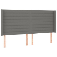 Produktbild för Sänggavel med kanter mörkgrå 163x16x118/128 cm tyg