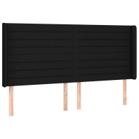 Produktbild för Sänggavel med kanter svart 163x16x118/128 cm tyg