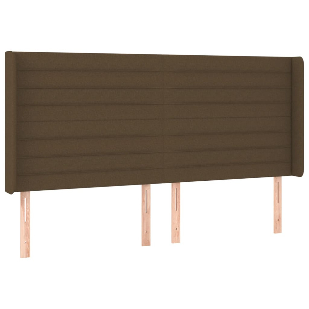 Produktbild för Sänggavel med kanter mörkbrun 183x16x118/128 cm tyg
