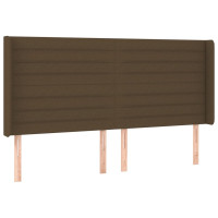 Produktbild för Sänggavel med kanter mörkbrun 183x16x118/128 cm tyg