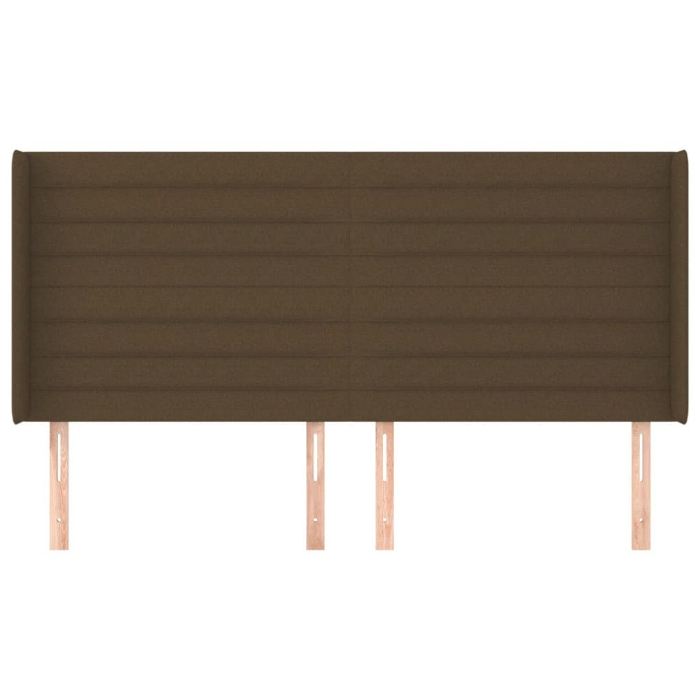 Produktbild för Sänggavel med kanter mörkbrun 183x16x118/128 cm tyg