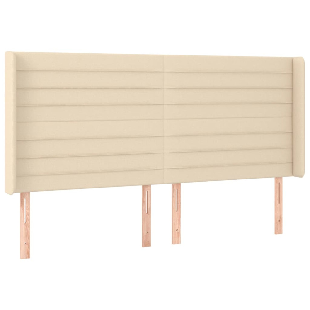 Produktbild för Sänggavel med kanter gräddvit 183x16x118/128 cm tyg