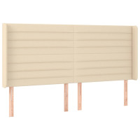 Produktbild för Sänggavel med kanter gräddvit 183x16x118/128 cm tyg