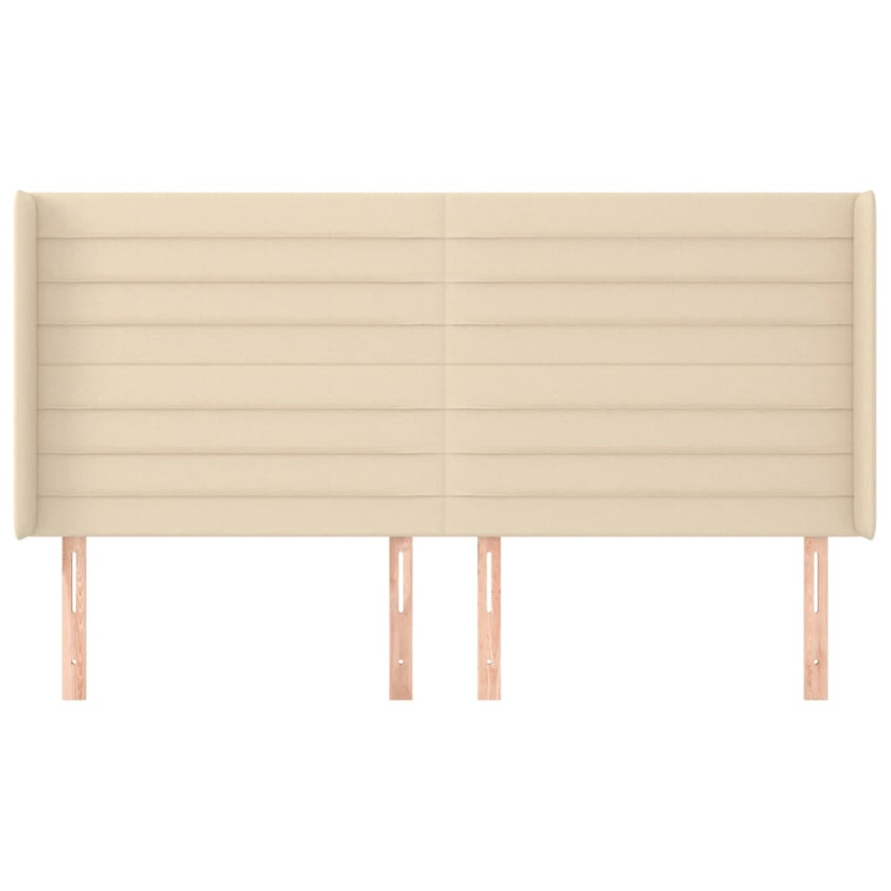 Produktbild för Sänggavel med kanter gräddvit 183x16x118/128 cm tyg