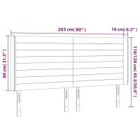 Produktbild för Sänggavel med kanter mörkbrun 203x16x118/128 cm tyg