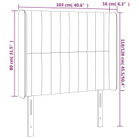 Produktbild för Sänggavel med kanter mörkbrun 103x16x118/128 cm tyg