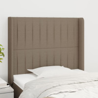 Produktbild för Sänggavel med kanter taupe 103x16x118/128 cm tyg