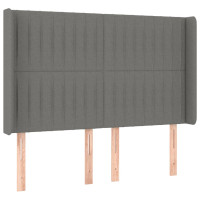 Produktbild för Sänggavel med kanter mörkgrå 147x16x118/128 cm tyg
