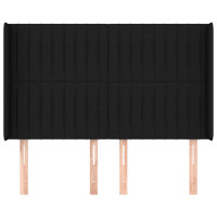 Produktbild för Sänggavel med kanter svart 147x16x118/128 cm tyg
