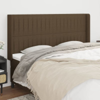 Produktbild för Sänggavel med kanter mörkbrun 203x16x118/128 cm tyg