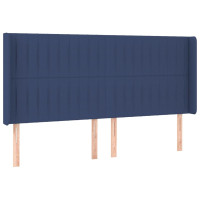Produktbild för Sänggavel med kanter blå 203x16x118/128 cm tyg
