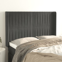 Miniatyr av produktbild för Sänggavel med kanter mörkgrå 147x16x118/128 cm sammet