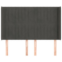Miniatyr av produktbild för Sänggavel med kanter mörkgrå 147x16x118/128 cm sammet