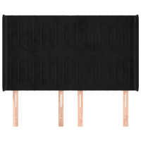Miniatyr av produktbild för Sänggavel med kanter svart 147x16x118/128 cm sammet