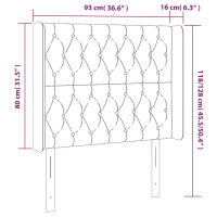 Produktbild för Sänggavel med kanter gräddvit 93x16x118/128 cm tyg