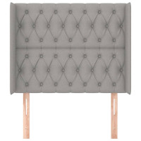 Produktbild för Sänggavel med kanter ljusgrå 103x16x118/128 cm tyg