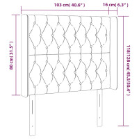 Produktbild för Sänggavel med kanter taupe 103x16x118/128 cm tyg