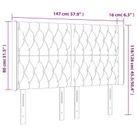 Produktbild för Sänggavel med kanter mörkbrun 147x16x118/128 cm tyg