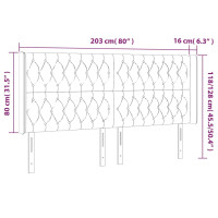 Produktbild för Sänggavel med kanter mörkbrun 203x16x118/128 cm tyg