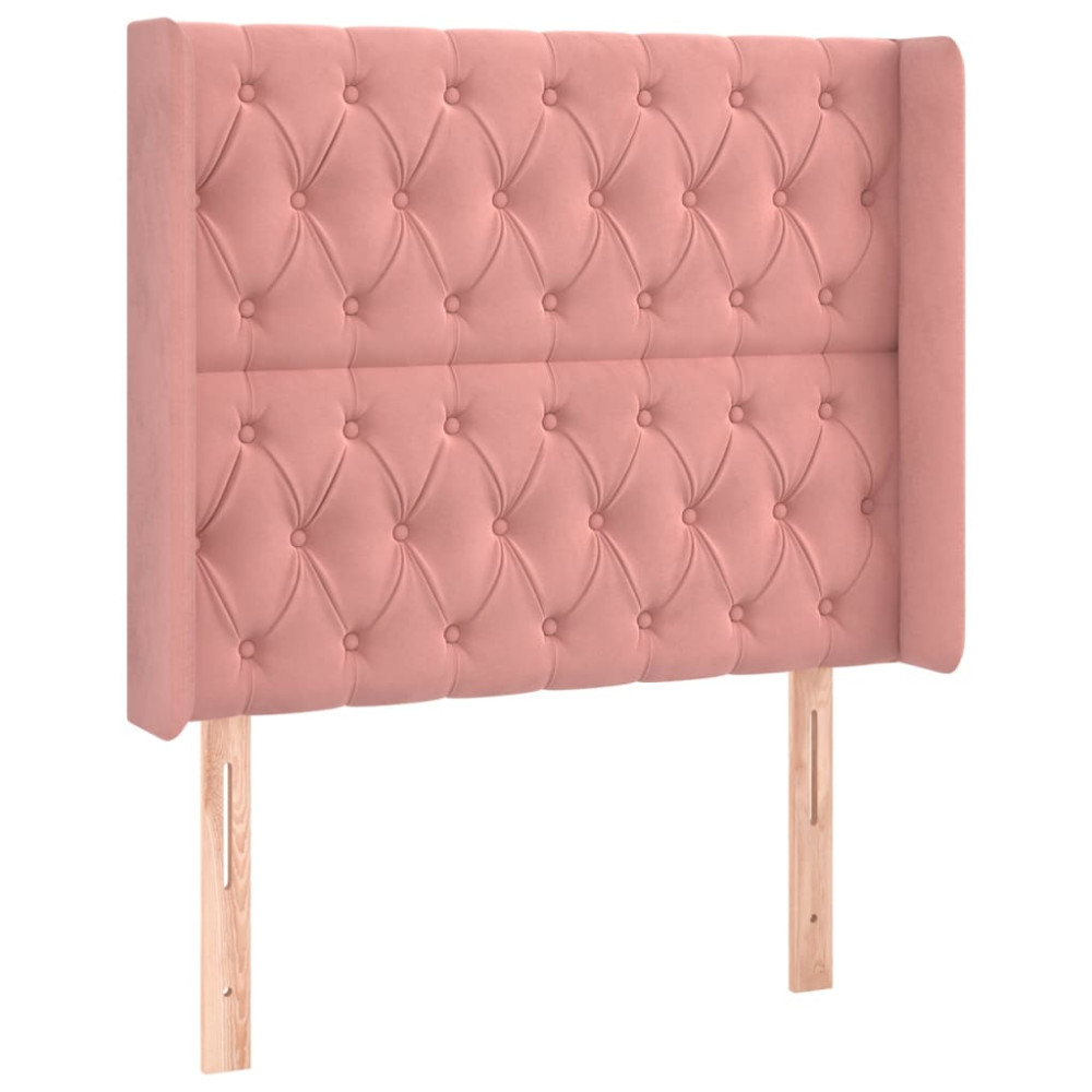 Produktbild för Sänggavel med kanter rosa 93x16x118/128 cm sammet