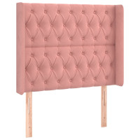 Produktbild för Sänggavel med kanter rosa 93x16x118/128 cm sammet