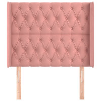 Produktbild för Sänggavel med kanter rosa 93x16x118/128 cm sammet