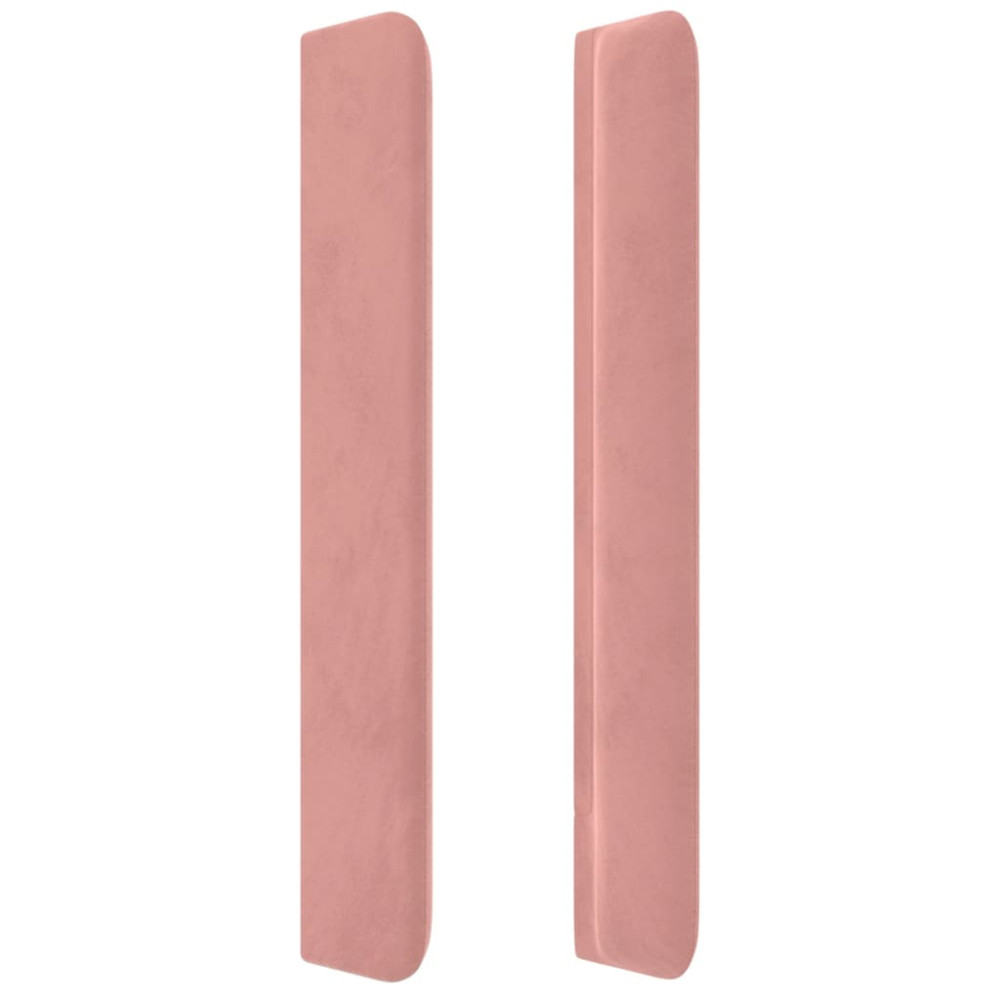 Produktbild för Sänggavel med kanter rosa 93x16x118/128 cm sammet