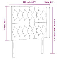 Produktbild för Sänggavel med kanter mörkblå 103x16x118/128 cm sammet