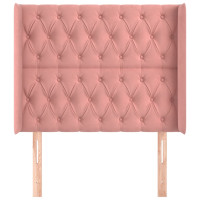 Produktbild för Sänggavel med kanter rosa 103x16x118/128 cm sammet
