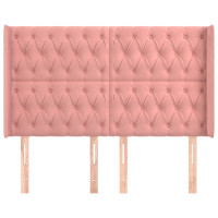 Produktbild för Sänggavel med kanter rosa 163x16x118/128 cm sammet