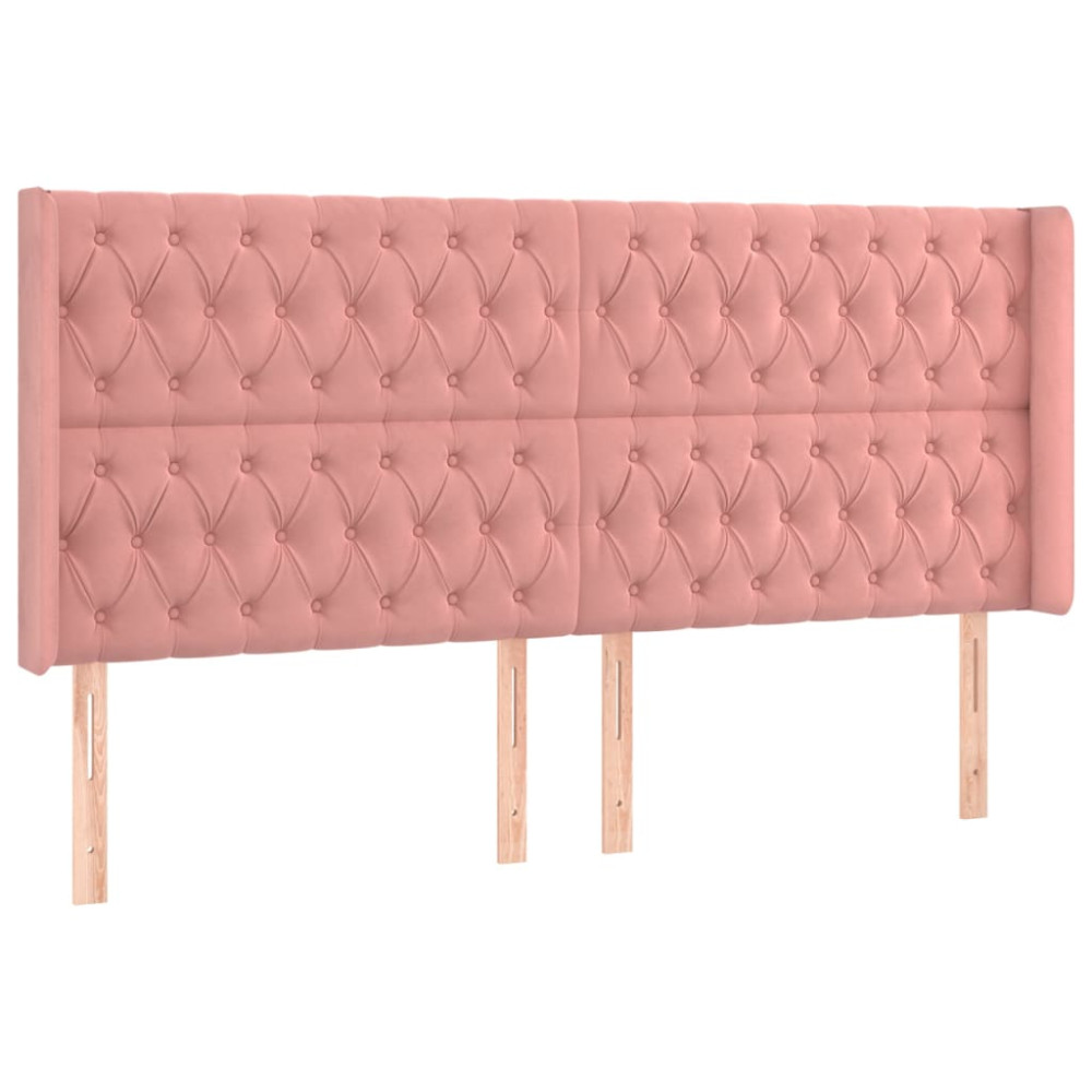 Produktbild för Sänggavel med kanter rosa 183x16x118/128 cm sammet