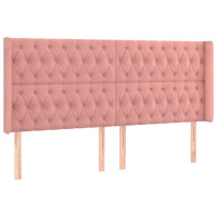 Produktbild för Sänggavel med kanter rosa 183x16x118/128 cm sammet
