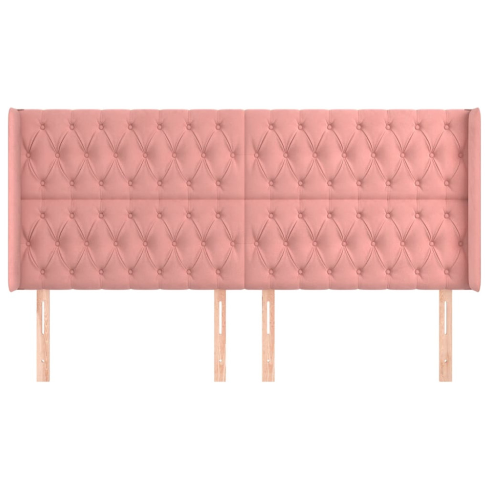 Produktbild för Sänggavel med kanter rosa 183x16x118/128 cm sammet