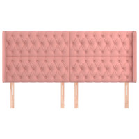 Produktbild för Sänggavel med kanter rosa 183x16x118/128 cm sammet