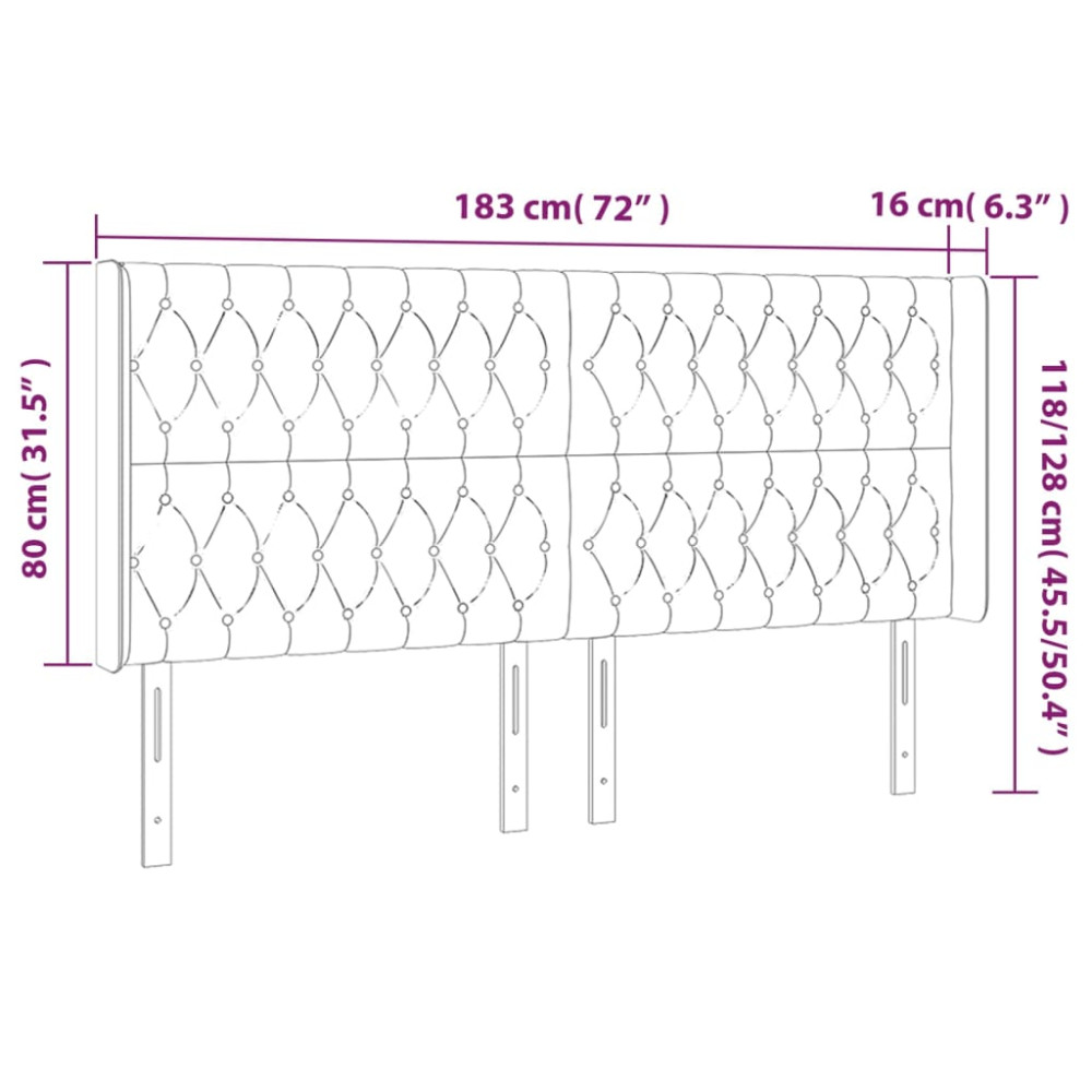 Produktbild för Sänggavel med kanter rosa 183x16x118/128 cm sammet