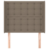 Produktbild för Sänggavel med kanter taupe 83x16x118/128 cm tyg