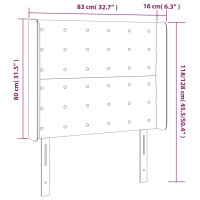 Produktbild för Sänggavel med kanter gräddvit 83x16x118/128 cm tyg