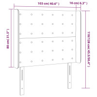 Produktbild för Sänggavel med kanter mörkbrun 103x16x118/128 cm tyg