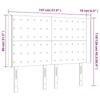 Produktbild för Sänggavel med kanter mörkbrun 147x16x118/128 cm tyg