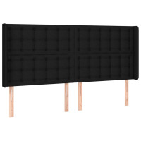 Produktbild för Sänggavel med kanter svart 163x16x118/128 cm tyg