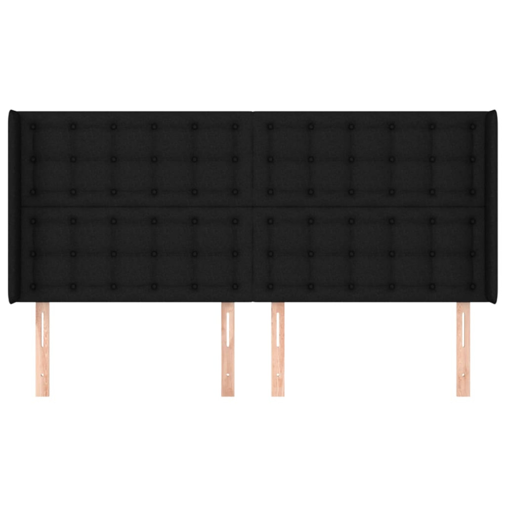 Produktbild för Sänggavel med kanter svart 163x16x118/128 cm tyg