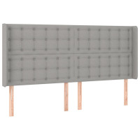 Produktbild för Sänggavel med kanter ljusgrå 183x16x118/128 cm tyg