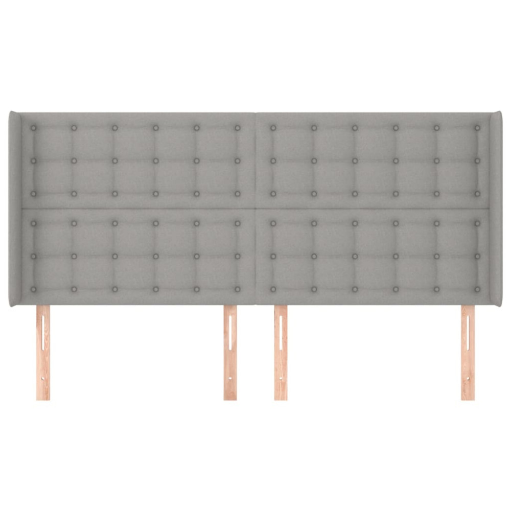 Produktbild för Sänggavel med kanter ljusgrå 183x16x118/128 cm tyg