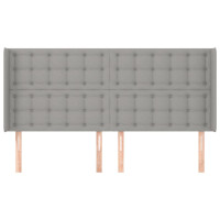 Produktbild för Sänggavel med kanter ljusgrå 183x16x118/128 cm tyg