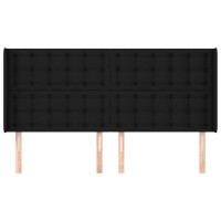 Produktbild för Sänggavel med kanter svart 203x16x118/128 cm tyg